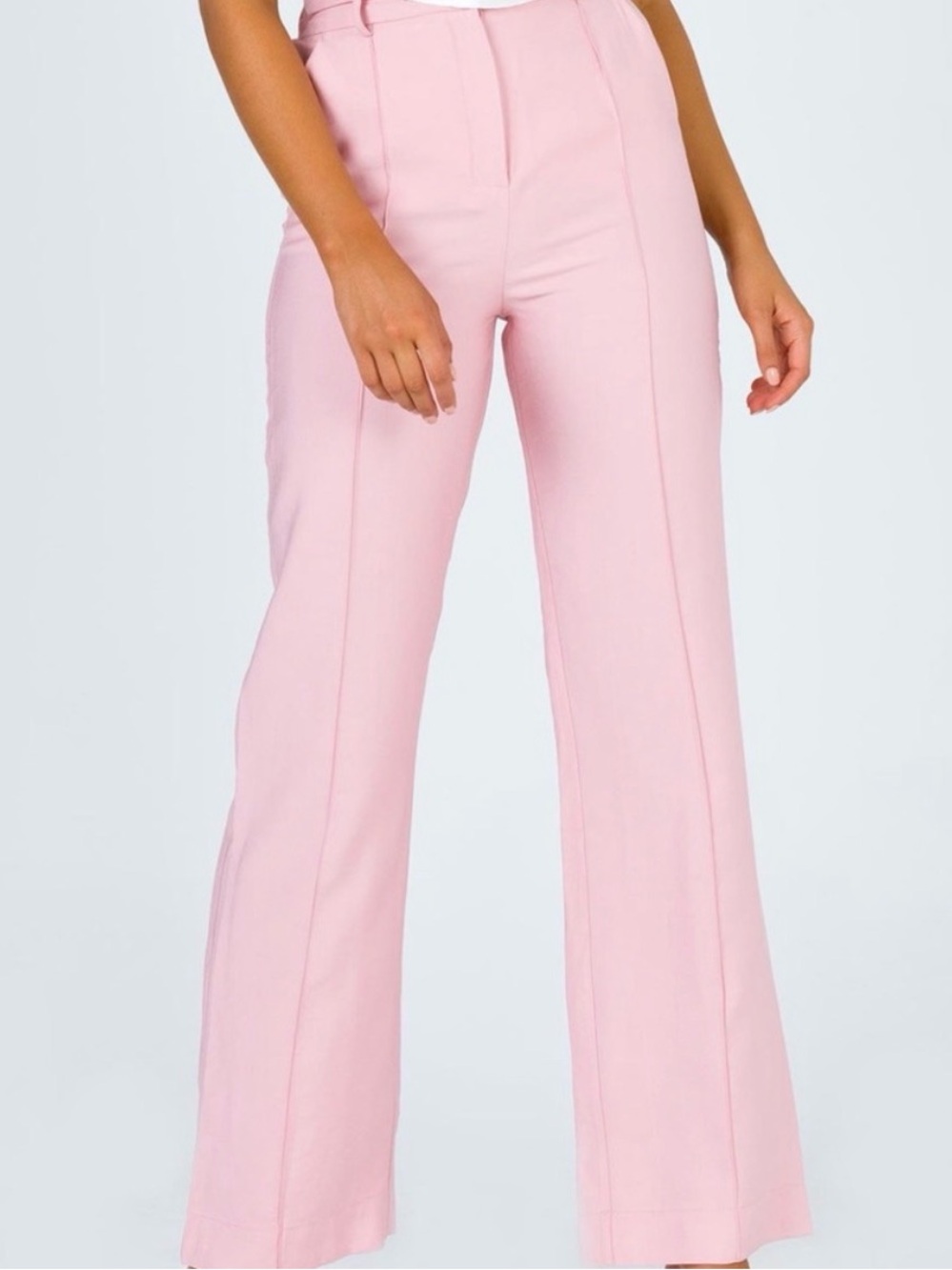 High-Waist Pink Wide-Leg Trousers